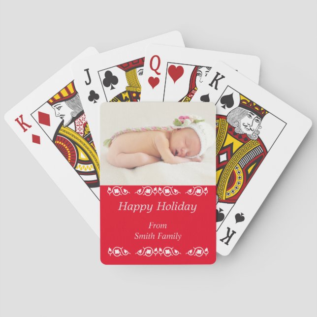 Personalisiertes Foto Happy Holidays Spielkarten (Rückseite)