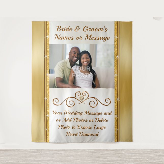 Personalisiertes Foto, Hintergrund der Hochzeitsma Wandteppich (Vorderseite)