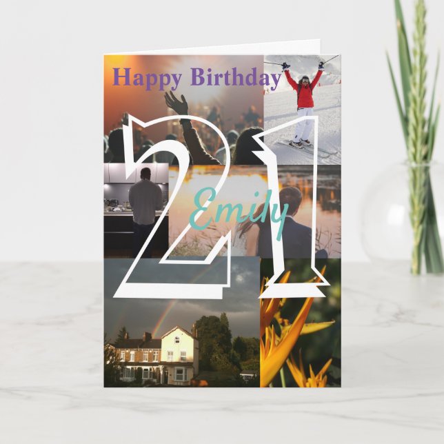 Personalisiertes Foto Hochladen 21. Geburtstag Karte (Vorderseite)