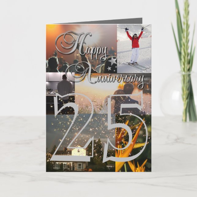 Personalisiertes Foto Hochladen 25 Jahre alt Karte (Vorderseite)