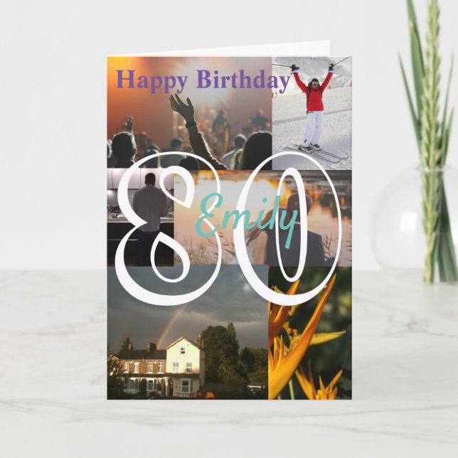 Personalisiertes Foto Hochladen 80. Geburtstag Karte (Vorderseite)