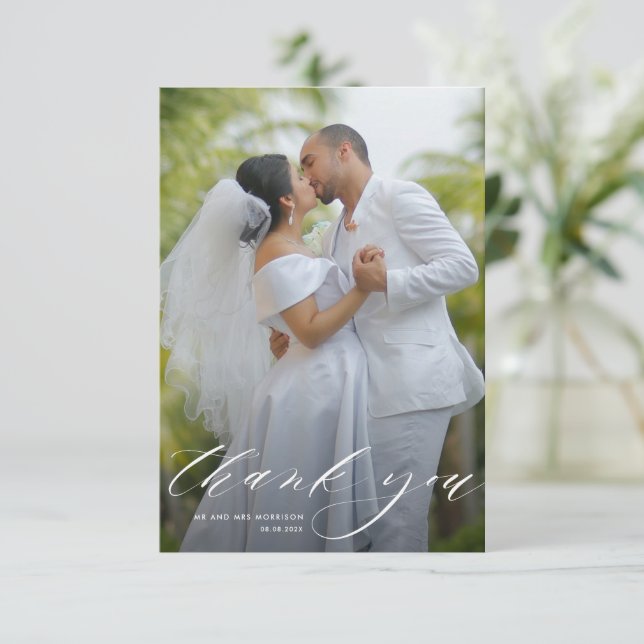 personalisiertes Foto Hochzeit danke Karte (Stehend Vorderseite)