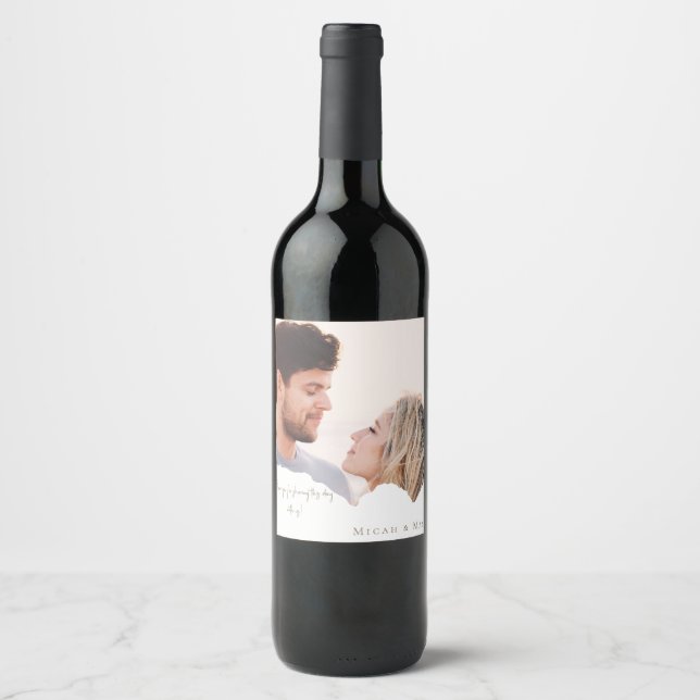 Personalisiertes Foto Hochzeit Wein Gefallen II Weinetikett (Vorderseite)