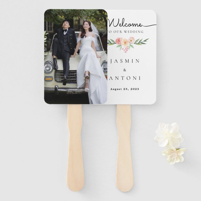 Personalisiertes Foto-Hochzeitsfächer-Programm Fächer (Vorne und Hinten)