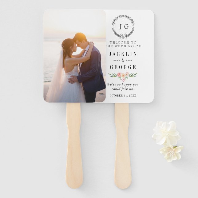Personalisiertes Foto-Hochzeitsfächer-Programm Fächer (Vorne und Hinten)