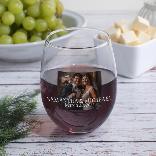 Personalisiertes Foto Hochzeitsgeschenk Brautgarte Weinglas Ohne Stiel (Von Creator hochgeladen)
