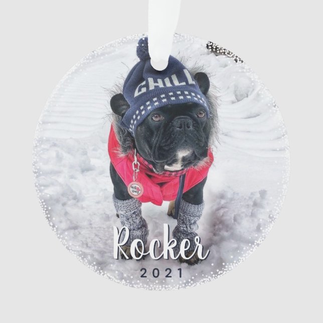 Personalisiertes Foto Hund Welpenurlaub Ornament (Vorderseite)