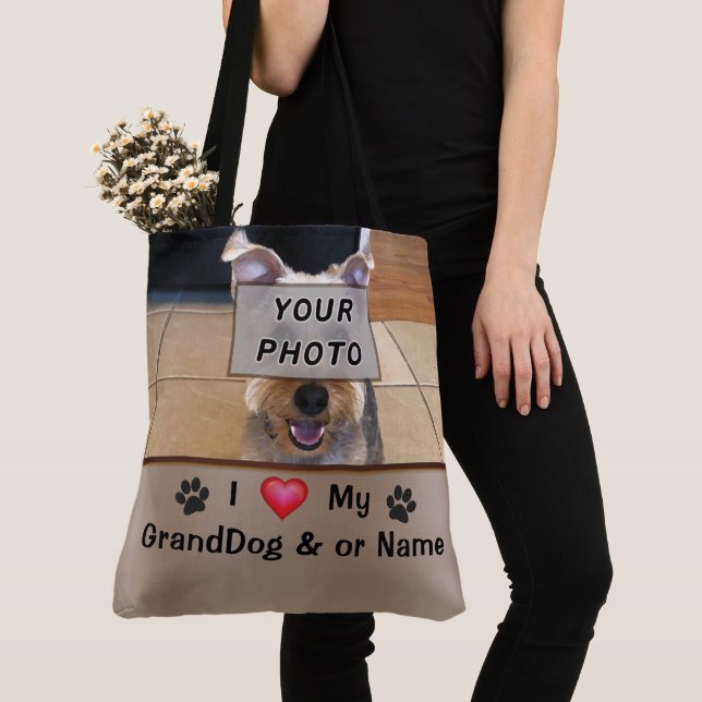 Personalisiertes FOTO I Liebe My GrandDog Geschenk Tasche (Von Nahem)