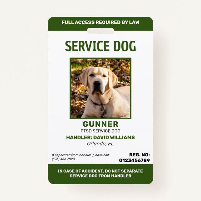 Personalisiertes Foto-ID-Zeichen für Hunde mit wei Ausweis (Vorderseite)