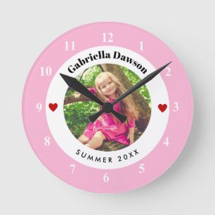 Personalisiertes Foto im rustikalen Baby Runde Wanduhr