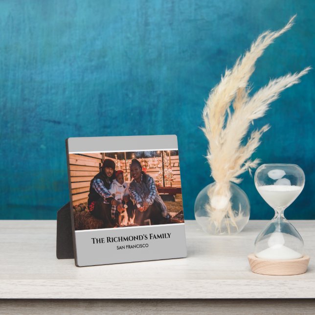 Personalisiertes Foto in Grau-Rahmen mit Texten Fotoplatte (InSitu)