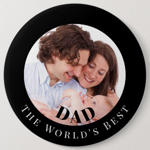 Personalisiertes Foto in schwarzem Kreis Bester Pa Button