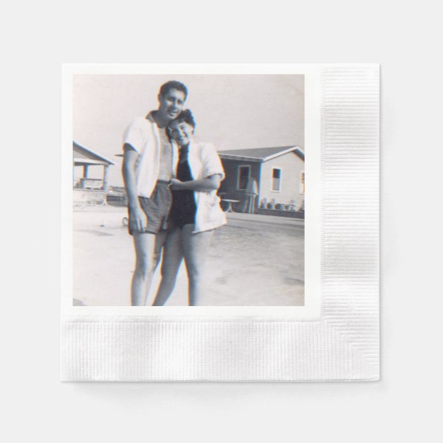 Personalisiertes Foto Jubiläum Partys Napkins Serviette (Vorderseite)