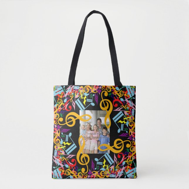 Personalisiertes Foto Jumbled Musiknote Tasche (Vorderseite)