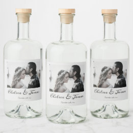 Personalisiertes Foto Kalligrafie Hochzeitsstimmun Alkoholflaschenetikett