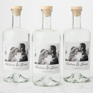 Personalisiertes Foto Kalligrafie Hochzeitsstimmun Alkoholflaschenetikett
