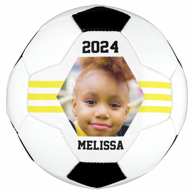 Personalisiertes Foto Keepake Gelbe Streifen Fußball (Vorderseite)