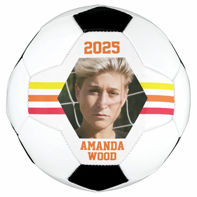 Personalisiertes Foto Keepake Regenbogenstreifen Fußball (Vorderseite)