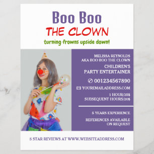 Personalisiertes Foto, Kinderunterhalter, Clown Flyer