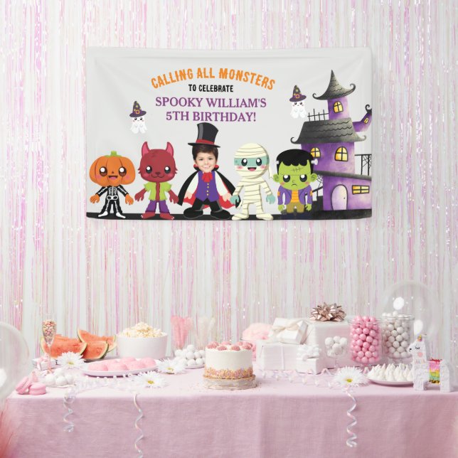 Personalisiertes Foto Kostüm Party Halloween Kinde Banner (Party)