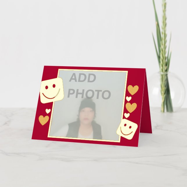 Personalisiertes Foto Lächelt Gold Foil Card (Vorderseite)