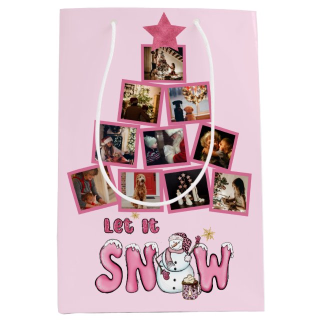 Personalisiertes Foto lassen es schnee Urlaub Mittlere Geschenktüte (Vorderseite)