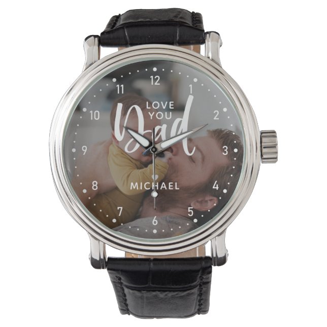 Personalisiertes Foto "Liebe, Vater" Armbanduhr (Vorderseite)