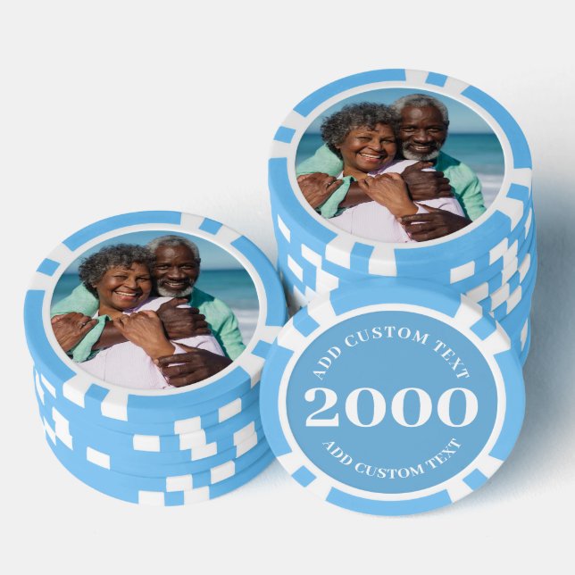 Personalisiertes Foto Light Blue 2000 Value Game Pokerchips (Stapel)