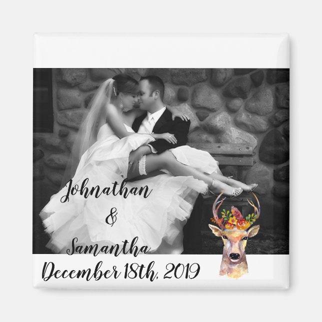 Personalisiertes Foto Magnet boho Reh Buck Head Br (Vorne)
