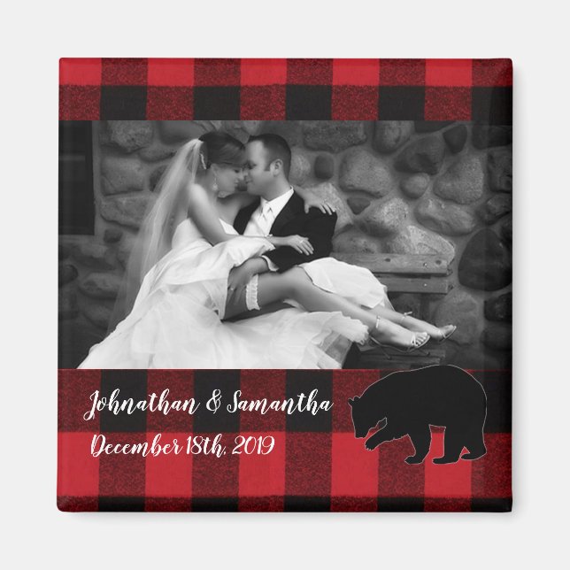 Personalisiertes Foto Magnet Red Buffalo Karierter (Vorne)