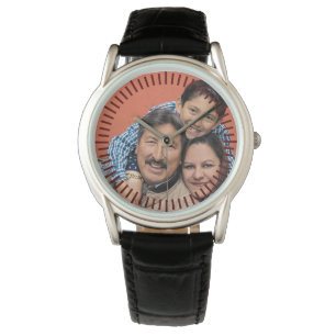 Personalisiertes FOTO Männer beobachten Familienfo Armbanduhr