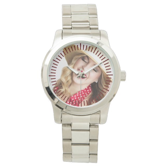 Personalisiertes FOTO Männer beobachten Handschuh Armbanduhr (Vorderseite)