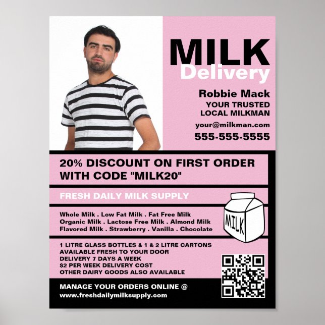 Personalisiertes Foto, Milkman/Frau Poster (Vorne)