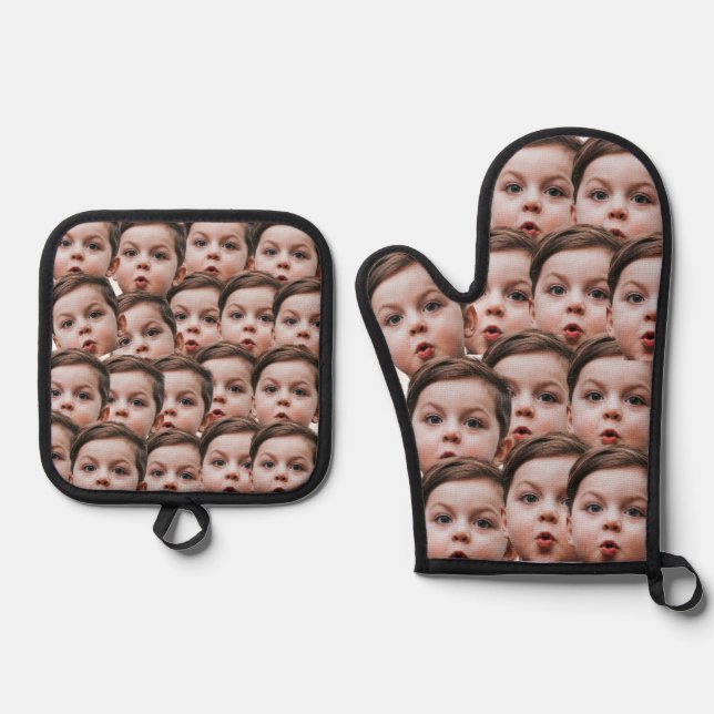 Personalisiertes Foto mit benutzerdefinierten Gesi Ofenhandschuh & Topflappen-Set (Vorderseite)