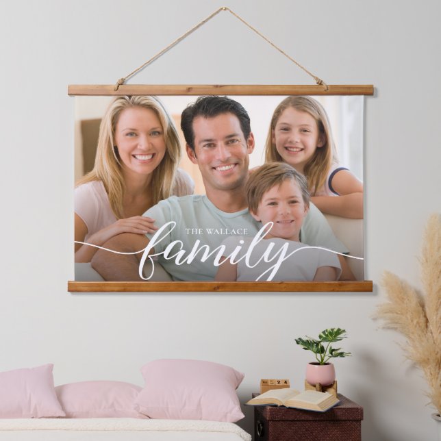 Personalisiertes Foto mit dem Namen Wandteppich Mit Holzrahmen (Schlafzimmer)