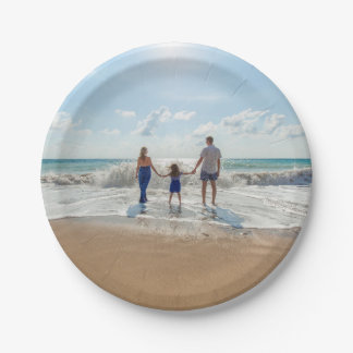 Personalisiertes Foto mit Familie am Strand Pappteller