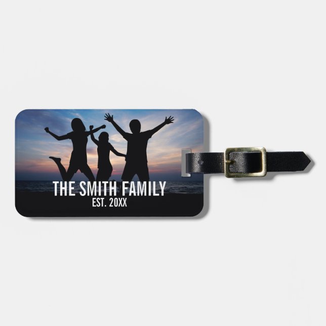 Personalisiertes Foto mit Familienname Gepäckanhänger (Vorderseite horizontal)