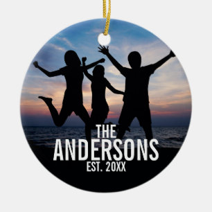 Personalisiertes Foto mit Familienname Keramikornament