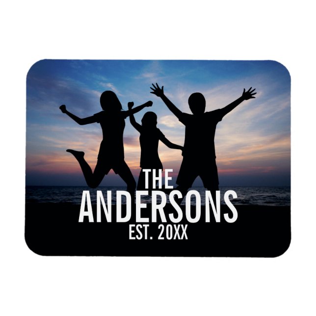Personalisiertes Foto mit Familienname Magnet (Horizontal)