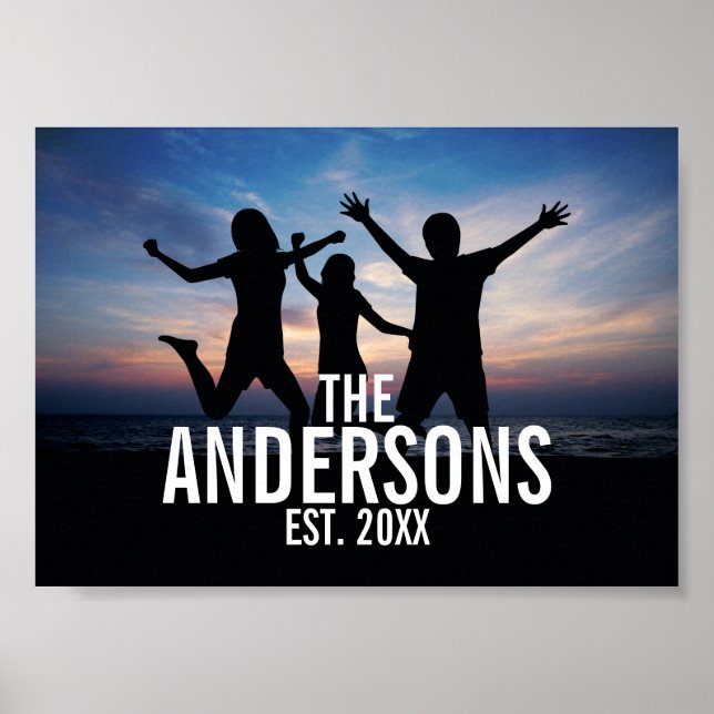 Personalisiertes Foto mit Familienname Poster (Vorne)