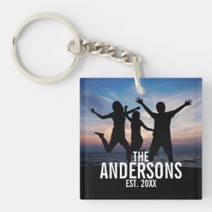 Personalisiertes Foto mit Familienname Schlüsselanhänger