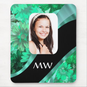 Personalisiertes Foto mit grüner Blüte Mousepad