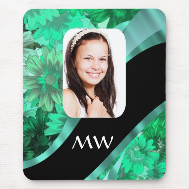 Personalisiertes Foto mit grüner Blüte Mousepad (Vorne)