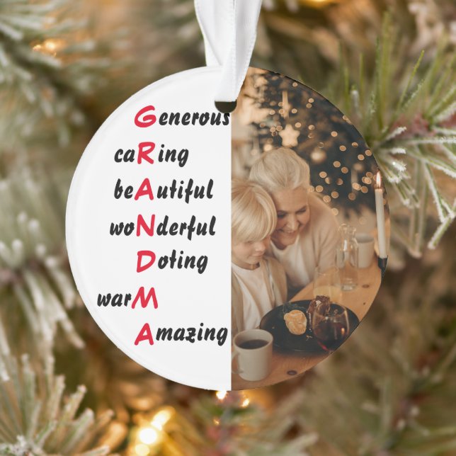 Personalisiertes Foto mit Oma-Zitat Ornament (Baum)