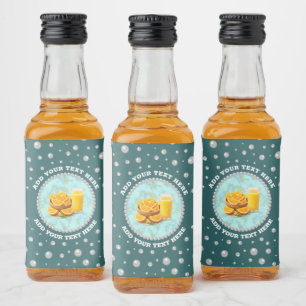 Personalisiertes Foto mit Perlenkreis auf Türkis Alkoholflaschenetikett