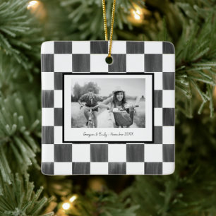 Personalisiertes Foto mit schwarzem Schachbrett Keramikornament