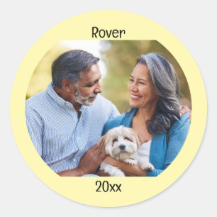 Personalisiertes Foto mit zwei Zeilen benutzerdefi Runder Aufkleber