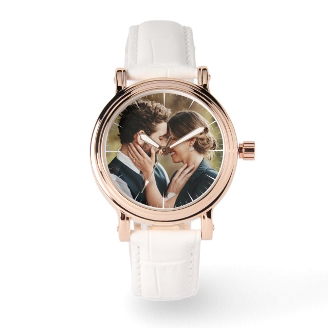 Personalisiertes Foto Moderner Chic Armbanduhr (Vorderseite)