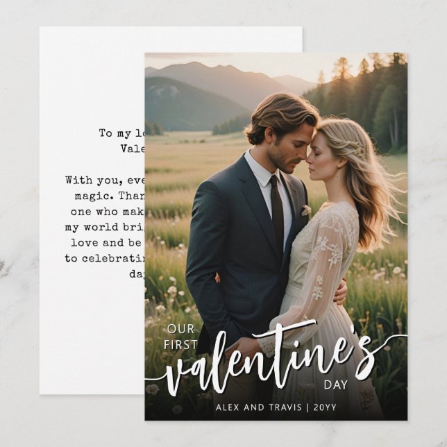 Personalisiertes Foto Modernes Erstes Valentinstag Karte (Vorne/Hinten)