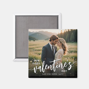 Personalisiertes Foto Modernes Erstes Valentinstag Magnet